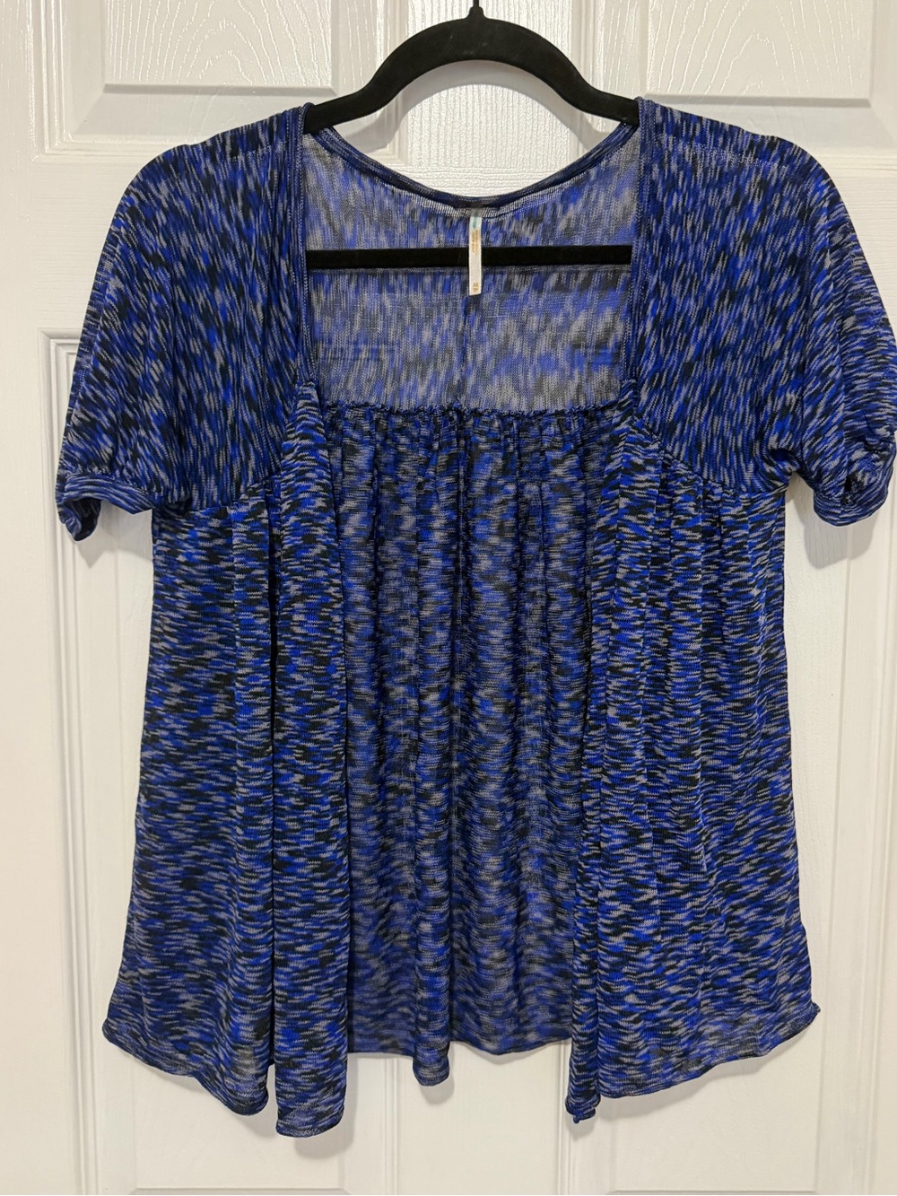 Free People Blue & Black Short Sleeve Shrug